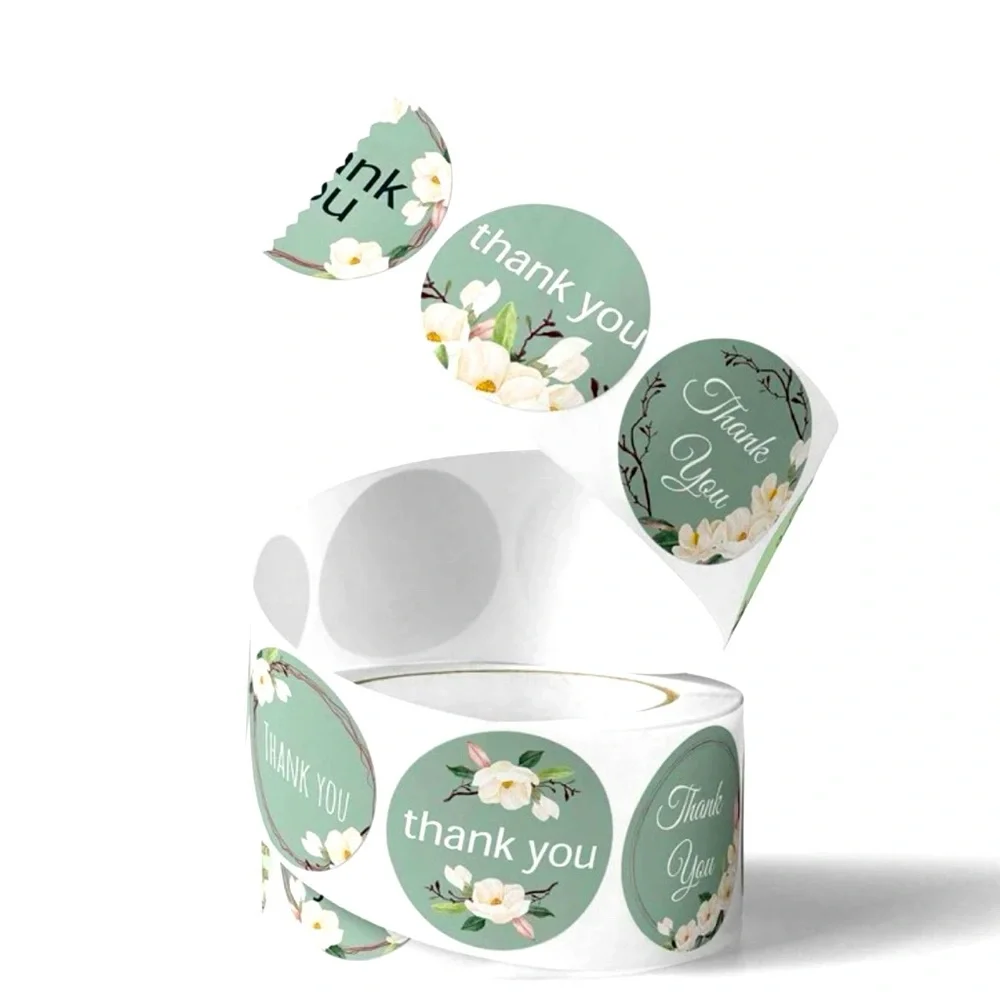 1 ROLL FLORAL THANK YOU STICKER